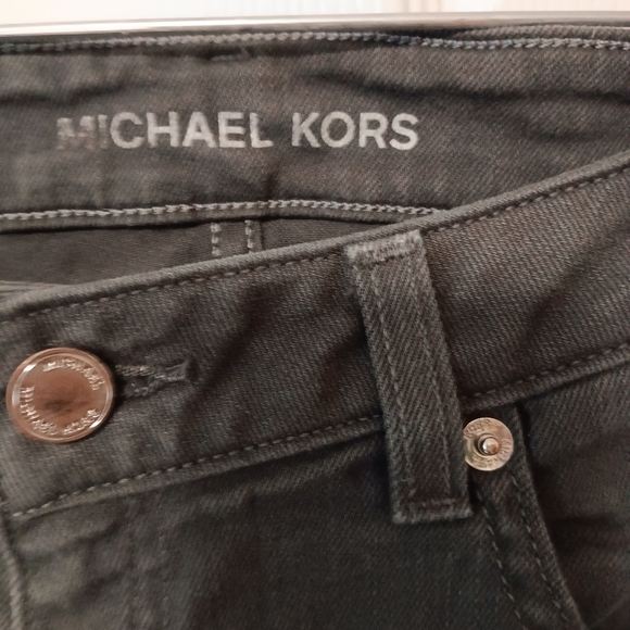 Michael Kors Izzy Dark Charcoal Mid-rise Skinny Denim Jeans Back Pocket Logo 8 - Picture 5 of 14